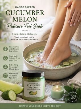 Handcrafted Cucumber Melon Pedicure Foot Soak